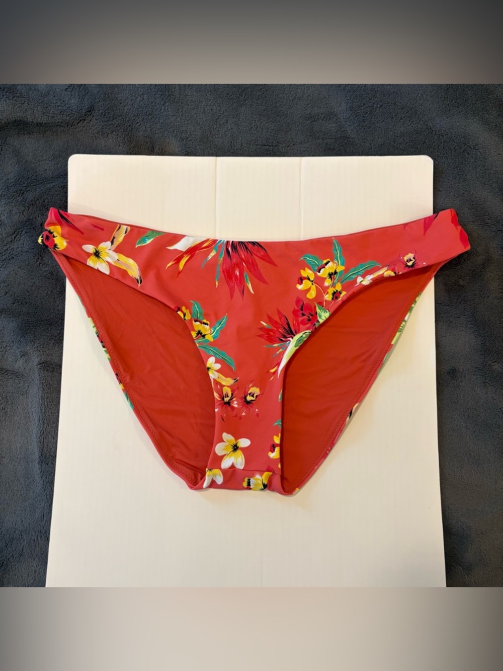 AQUA Swim Bikini Bottom Women‎ Size L Coral Floral Tropical Print Classic Fit